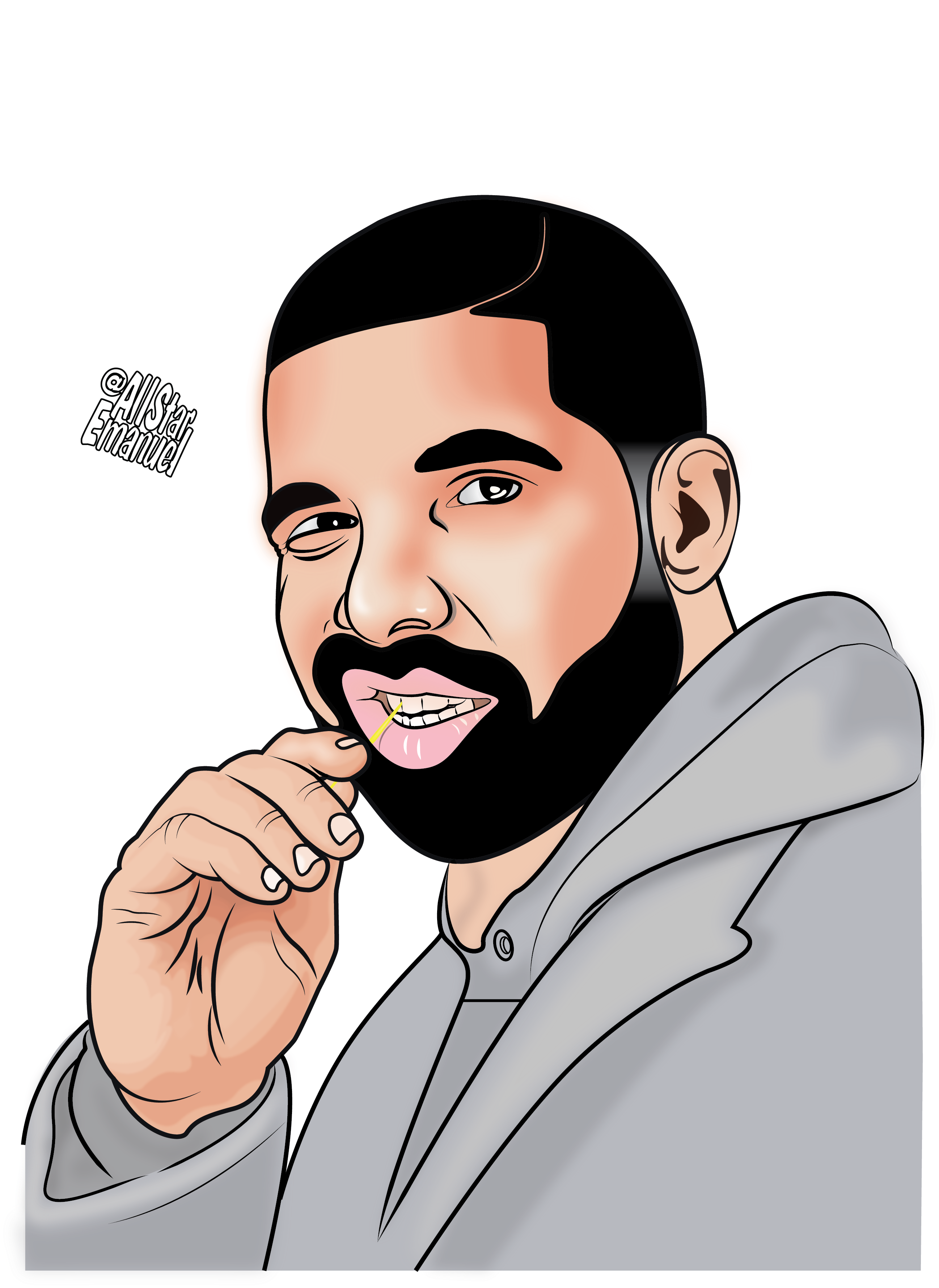 Drake Drawing Painting Cartoon Sketch - Drake Cartoon Png (2954x3722)