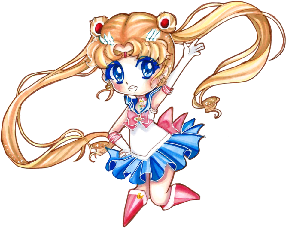 Chibi Chibi Sailor Moon By Hatsunesnow - Transparent Chibi Sailor Moon (965x827)