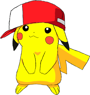 Pikachu Clipart Kawaii - Pikachu With Ash's Hat (429x392)