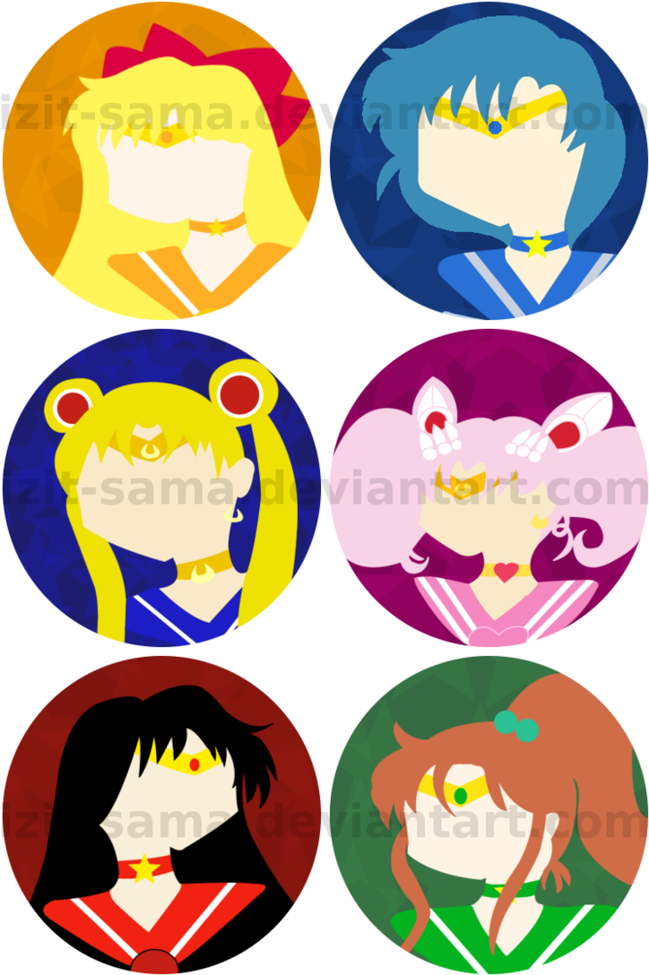 Sailor Moon Minimalist Buttons By Izit-sama - Sailor Moon Minimalist (730x1095)