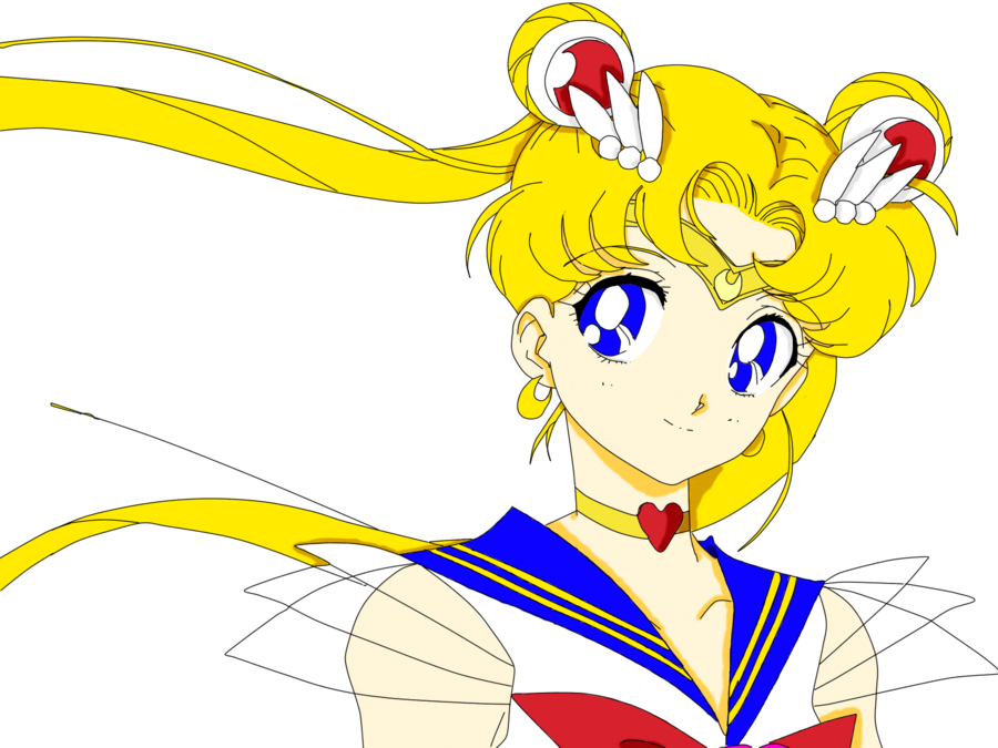 Sailor Moon Painted Shadow Contour Hollow By Miku12hatsune - Miku Sailor Moon Png (900x675)