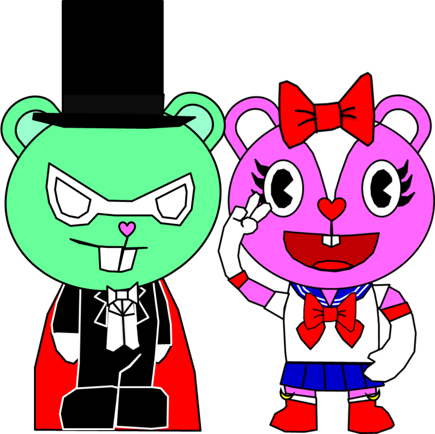 Flippy And Giggles As Tuxedo Mask And Sailor Moon By - Tuxedo Mask (895x893)