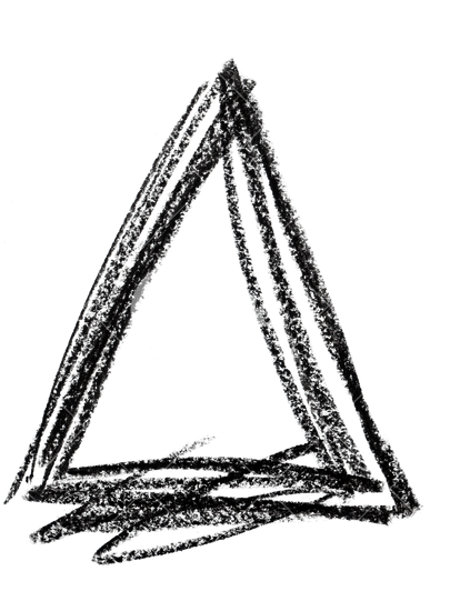 Triangle Shape Made With Black Pastel Crayon - Crayon Black Lines Png (455x550)