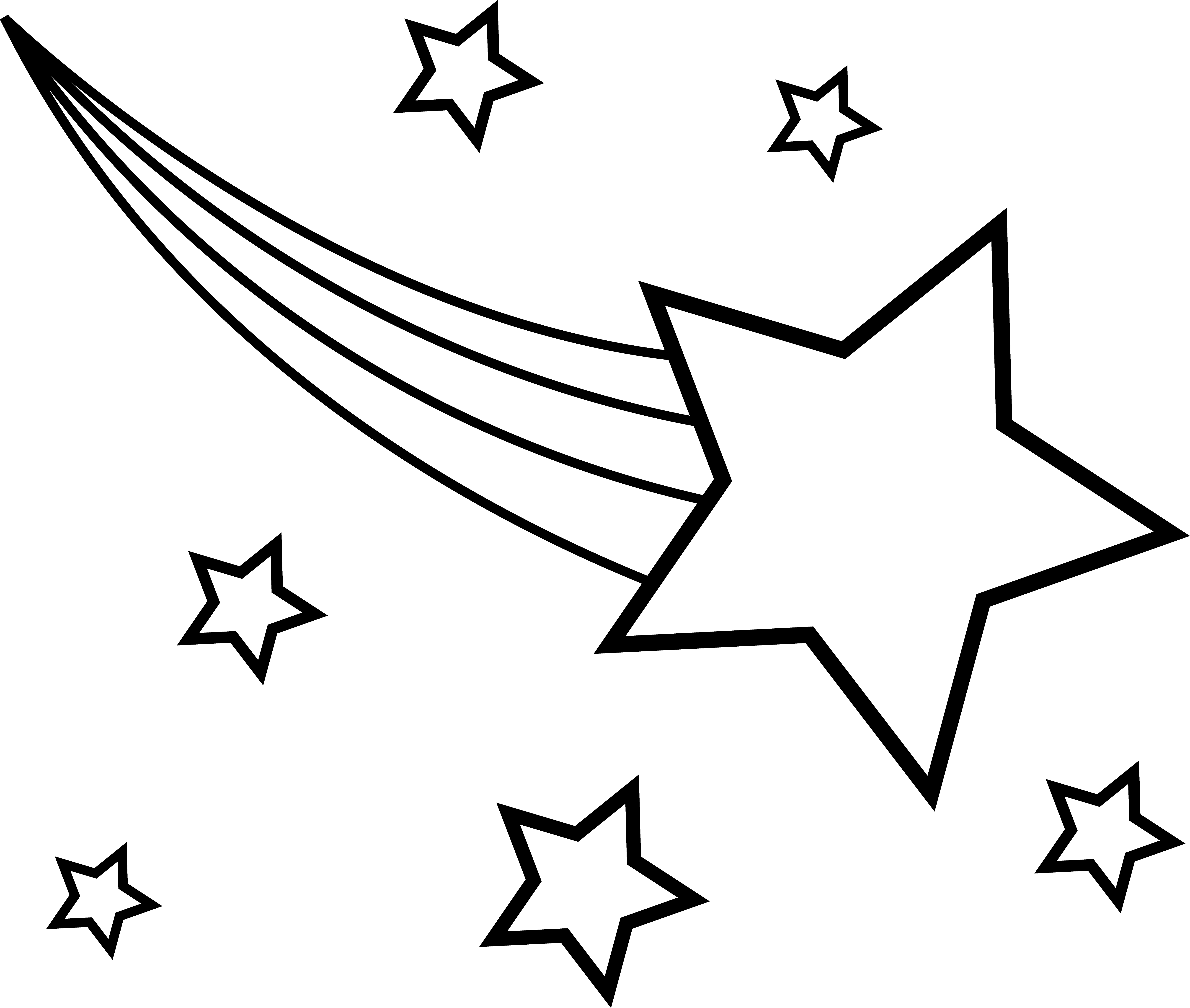 Shooting Star Clipart - Black Outline Of A Star (5221x4421)
