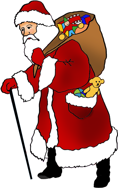 Vintage Santa Claus Picture With Presents - Santa Claus (555x726)