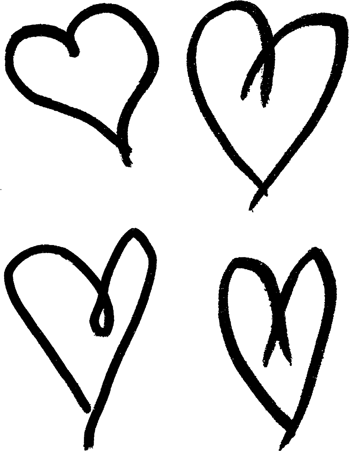 Hand Drawn Hearts Illustrations Collage Sheet Printable - Hand Drawn Hearts Png (1237x1600)