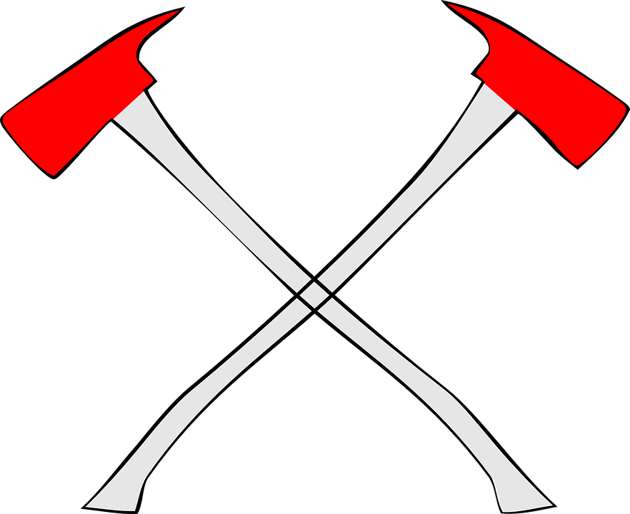 Axes Crossed Symbol Fireman Firefighter - Fire Axes Crossed (882x720)