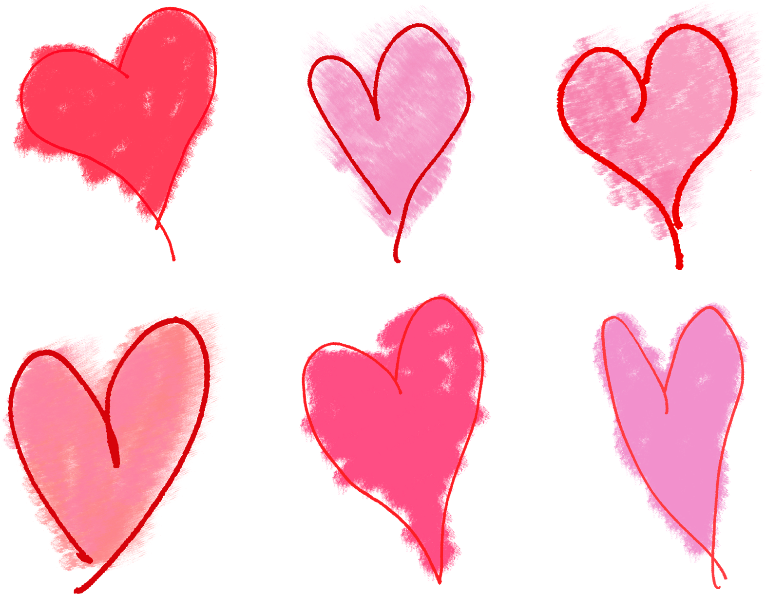 Valentine Heart Clip Art Collage Sheet Download - Drawing (1600x1237)