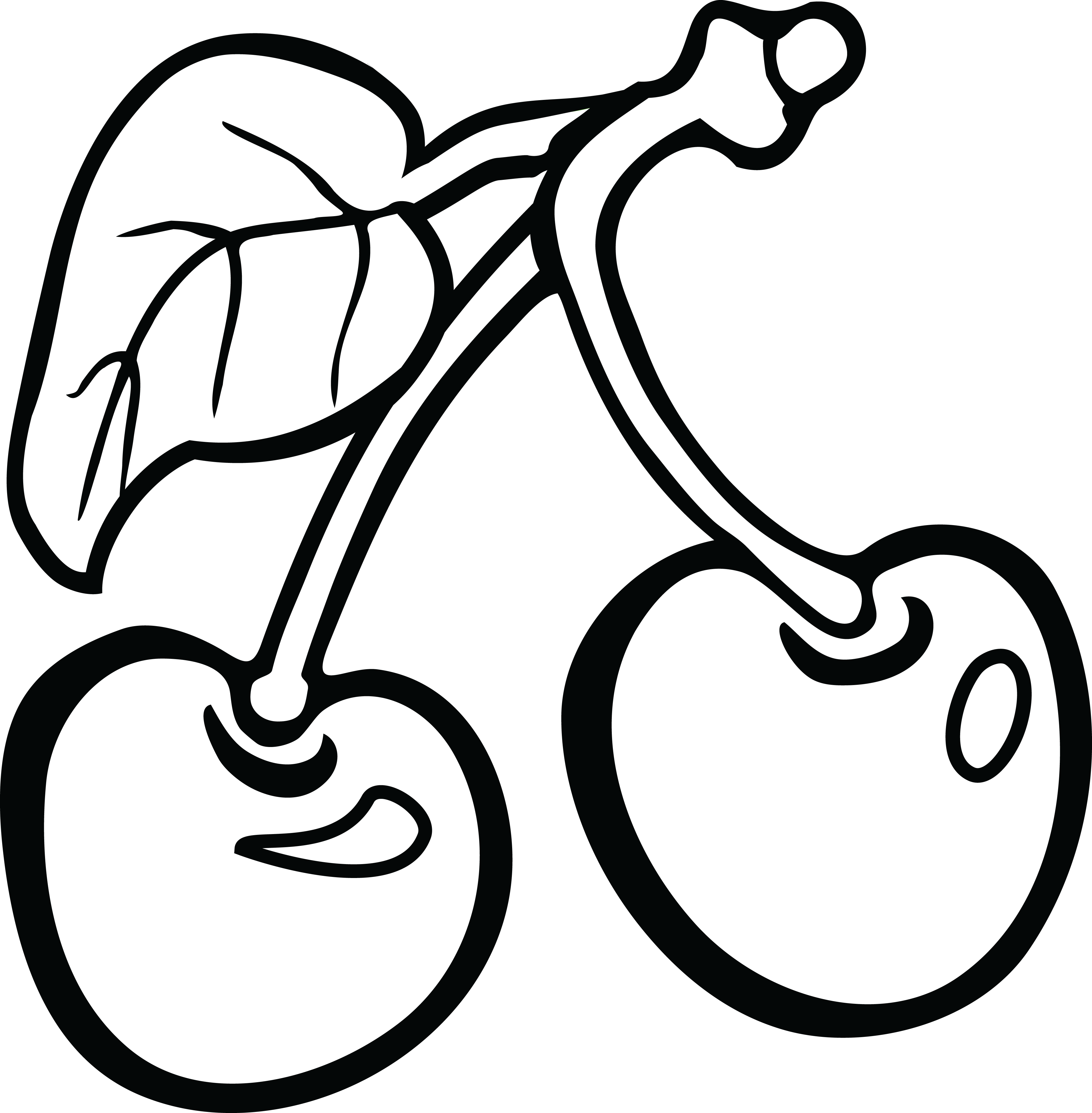 Free Clipart Of Cherries - Cherries Clip Art Black And White (4000x4078)