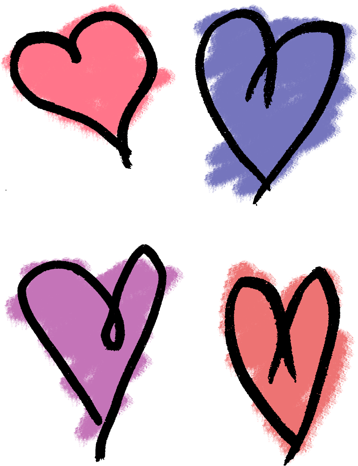 Heart Hand Drawn Artwork Collage Sheet Image Printable - Heart (1237x1600)