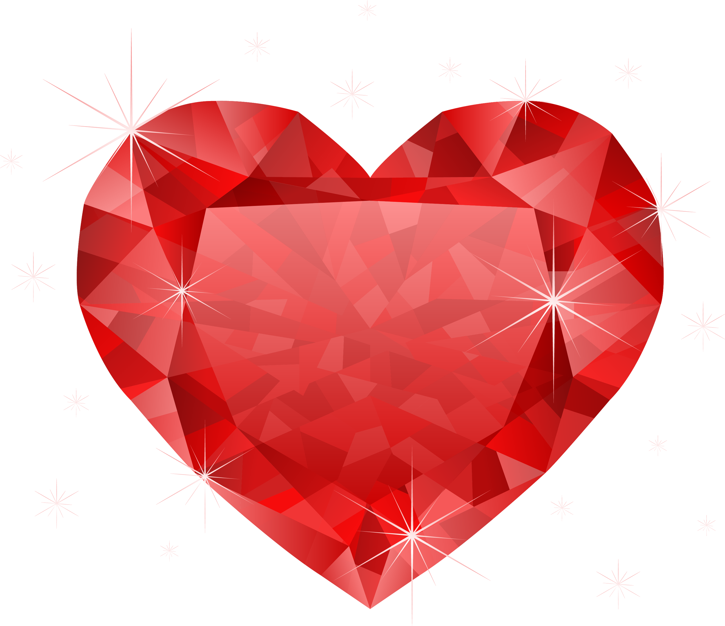 Large Transparent Diamond Red Heart Png Clipart - Heart Png Transparent (2500x2156)