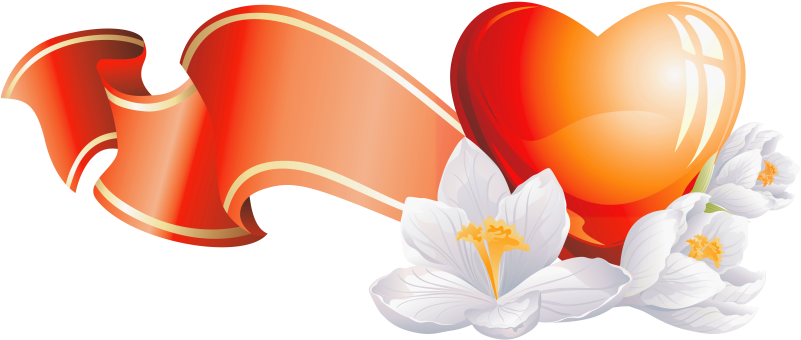 Heart Element With White Flowers Clipart - Heart (813x358)