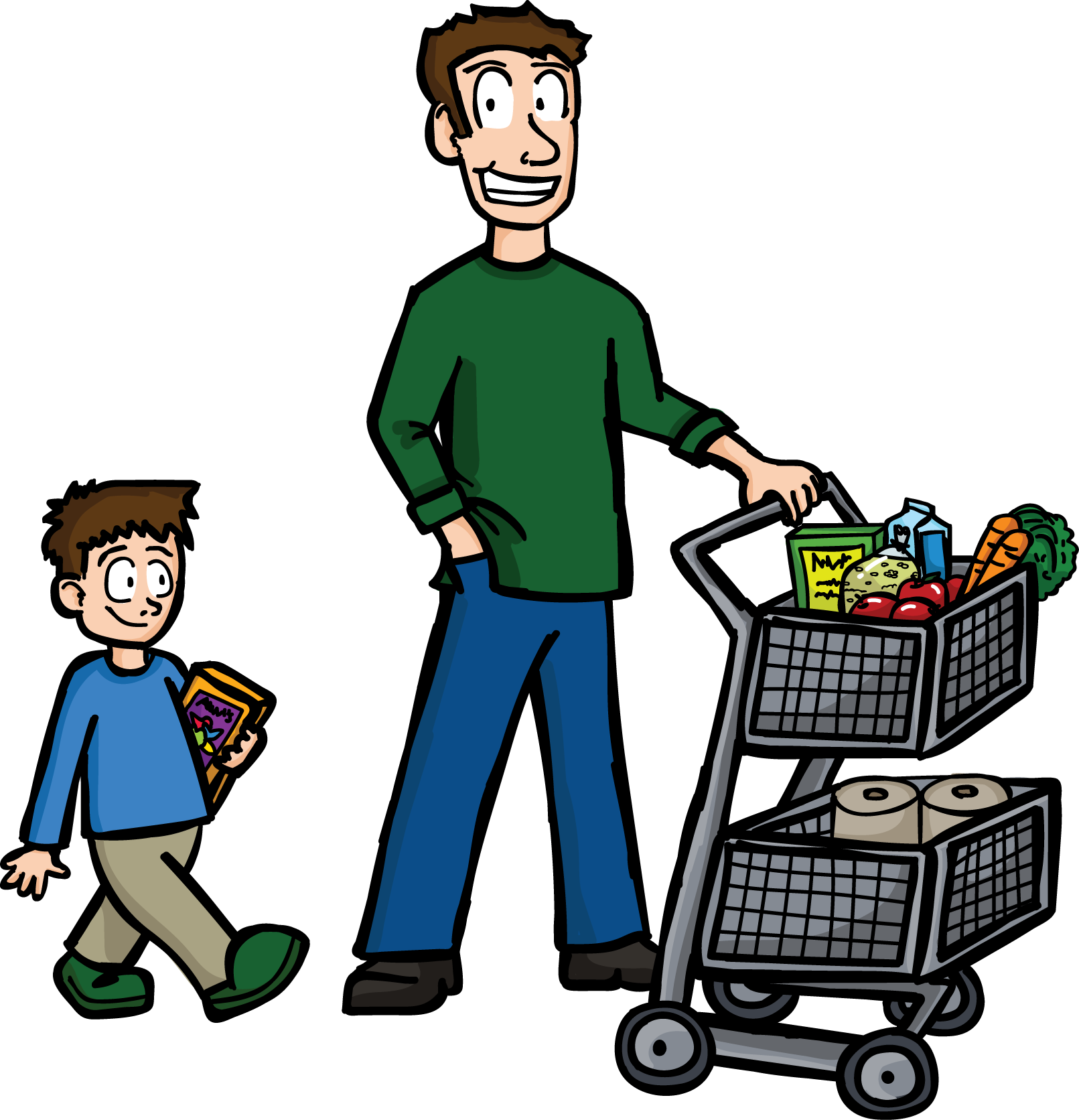 Shopping Dad - Clipart Buying Food (1611x1672)
