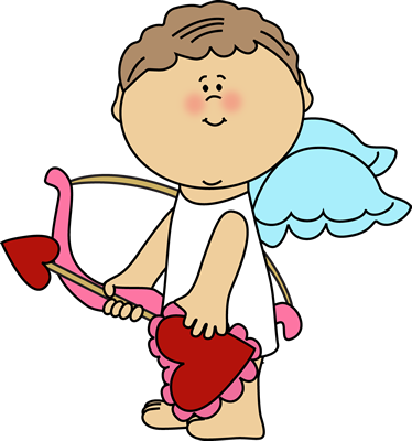 Clever Cupid Clip Art Cute Valentine Image Clipart - Cute Cupid Clipart (374x400)