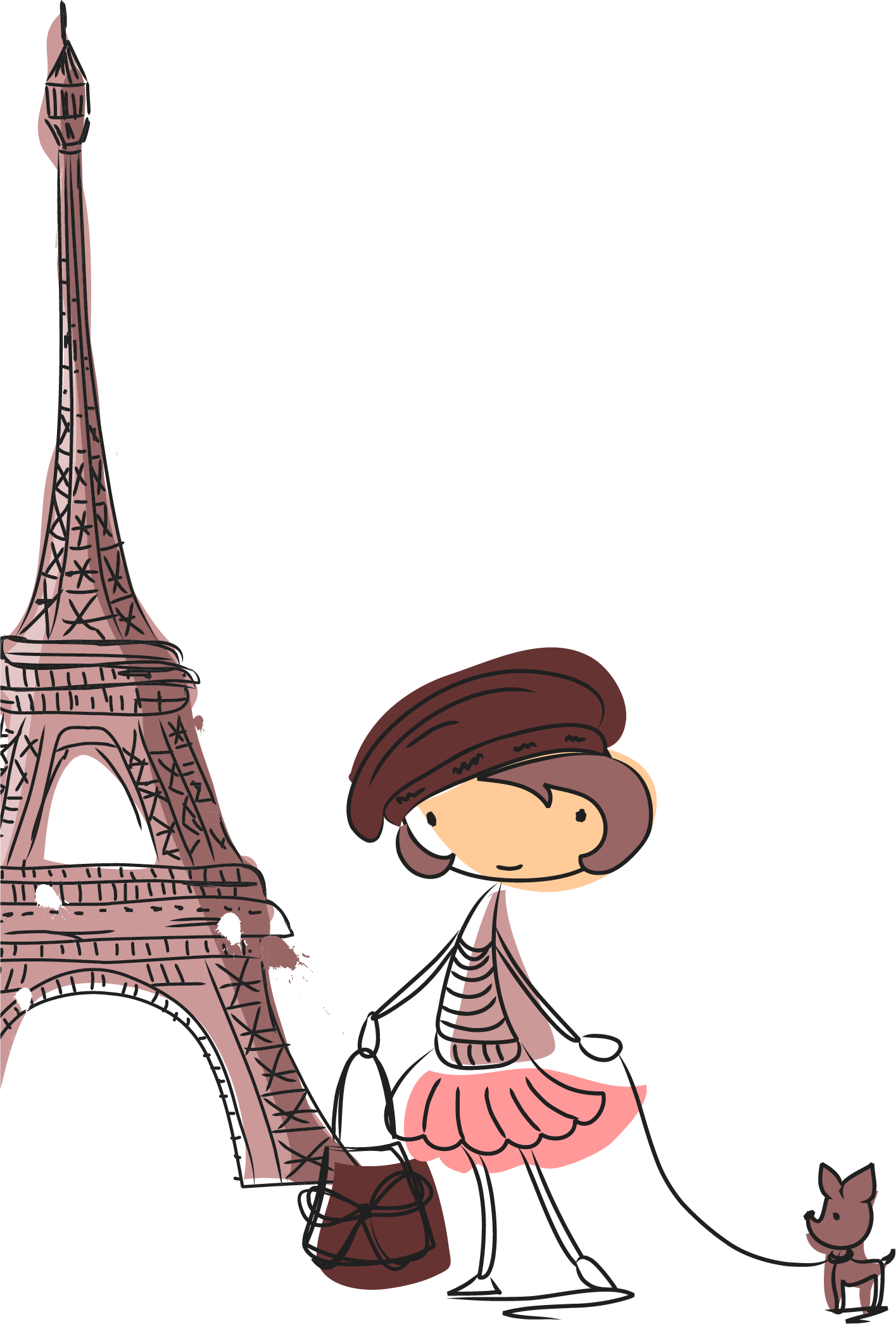 Eiffel Tower Drawing Cartoon Illustration - Mobile Cover For Iphone 6 And 6s Soft Back Case Cover (1415x2089)