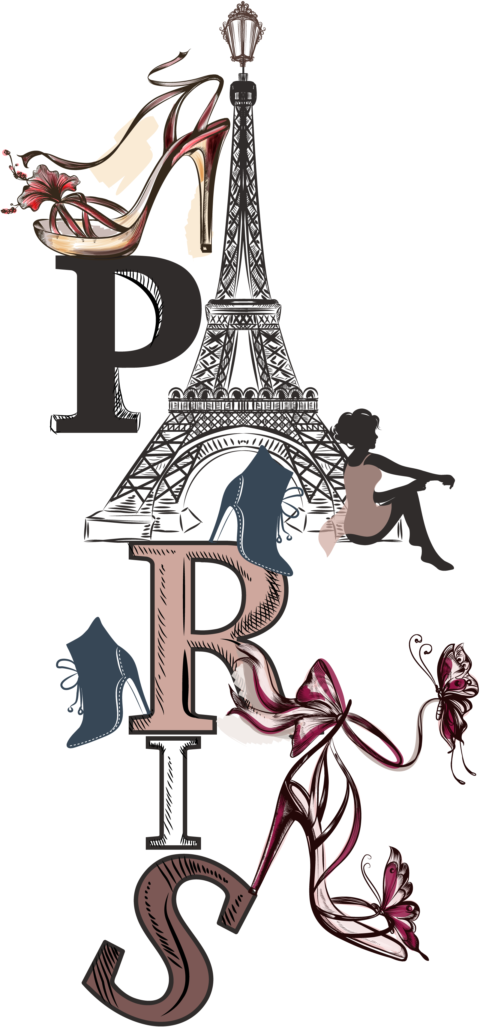 Eiffel Tower Euclidean Vector Clip Art - Eiffel Tower Euclidean Vector Clip Art (1600x3425)