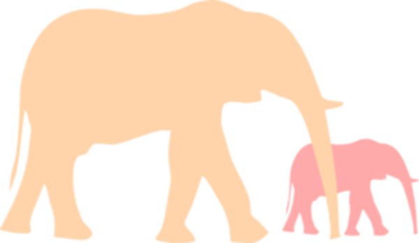 Mother And Baby Elephant Clip Art (600x348)