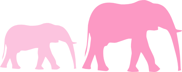 Pink Baby Shower Elephant Mom And Baby Clip Art - Elephant Clip Art (600x238)