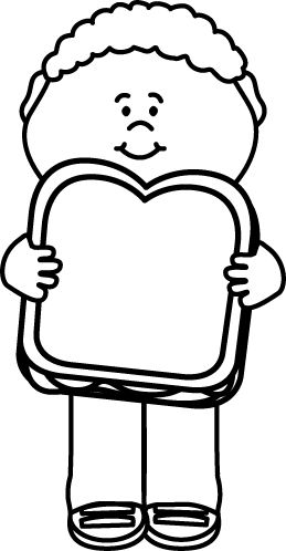 Black And White Kid With Peanut Butter And Jelly Sandwich - Eating Toast Clipart Black And White (259x498)