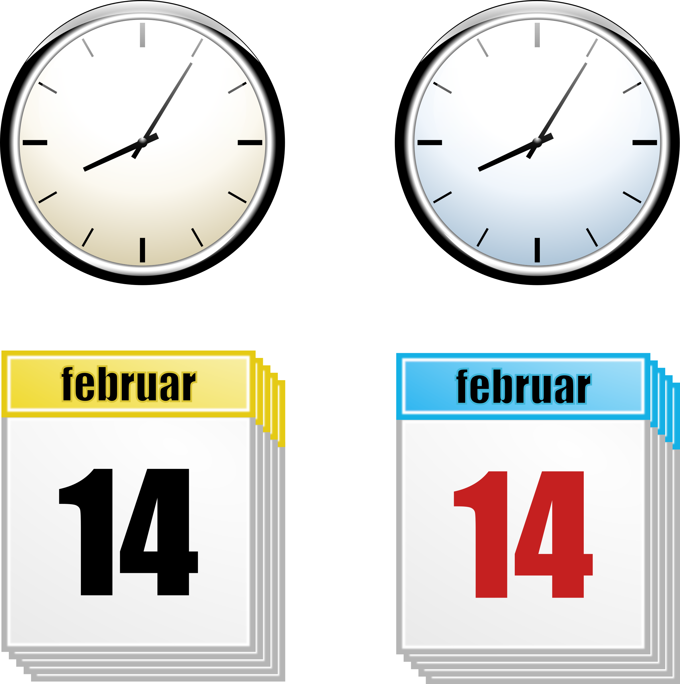 Clock Calendar - Day Clipart (2387x2400)