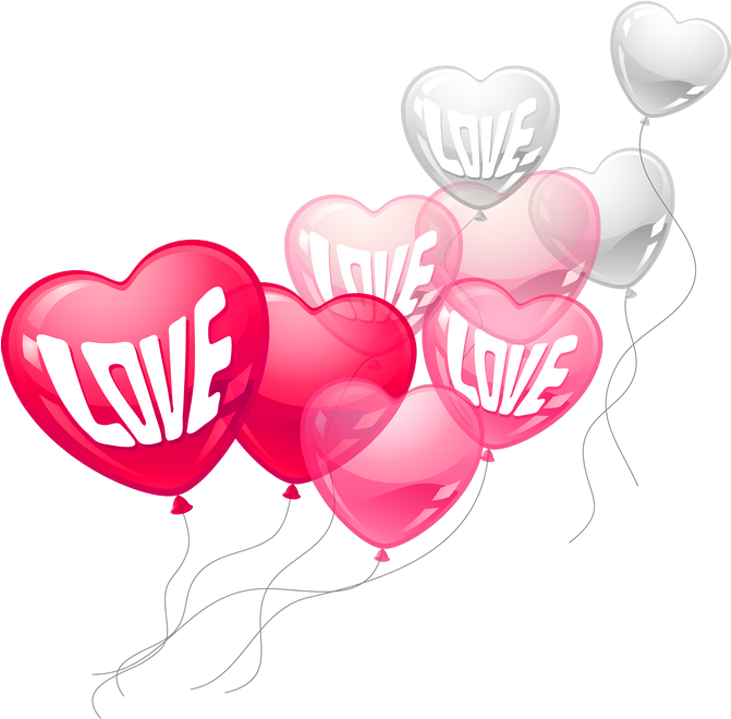 Valentines Day Pink And White Love Heart Baloons Png - San Valentin Globos Png (760x744)