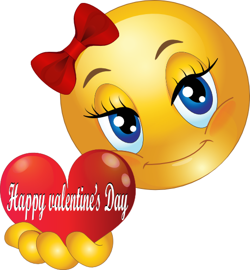 Happy Valentine Smiley Emoticon - Smiley Faces With Hearts (512x553)