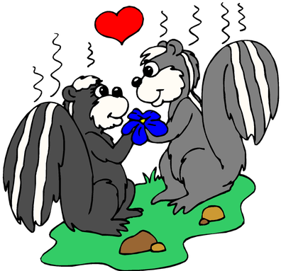 Valentine's Day Free Clip Art - Stinky Skunk Gif (400x395)