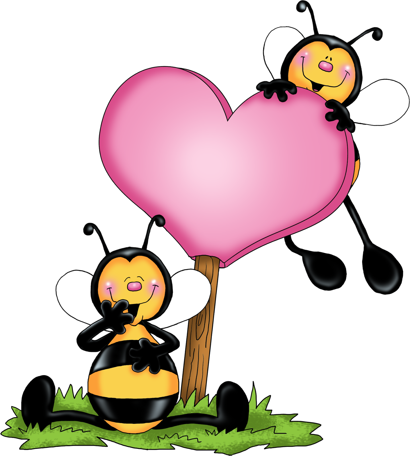 Buzzing Pink Bee Clip Art - Valentine Bee Clip Art (1440x1600)