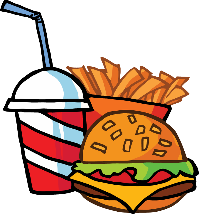 Fast Food Cheeseburger Drink With French Fries Tattoo - Cartoon Hamburger And Fries (678x729)