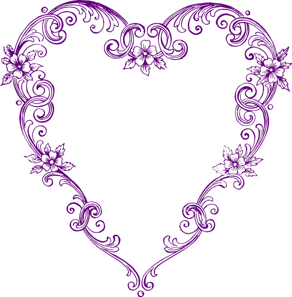 Free Images Fancy Vintage Purple Heart Clip Art - Vintage Heart Clip Art (937x955)