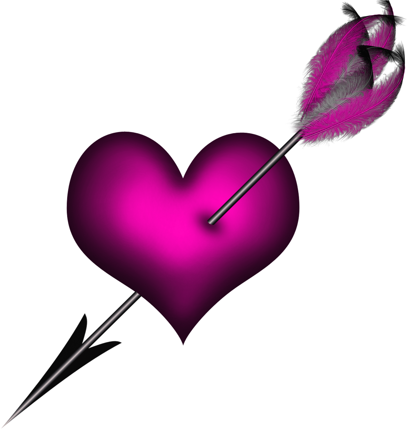 Transparent Pink Heart With Arrow Png Clipart Purple - Love Heart With Arrow (1537x1528)