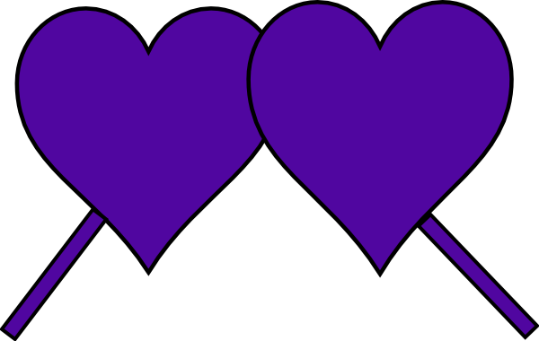 Purple Hearts Down Lines - Clip Art (600x380)