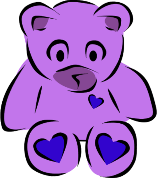 Teddy Bear With Heart Clipart - Purple Teddy Bear Clip Art Png (600x678)