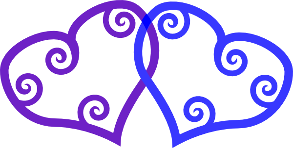 Heart Blue Purple 2 Clip Art - Purple Heart Blue Heart (600x305)