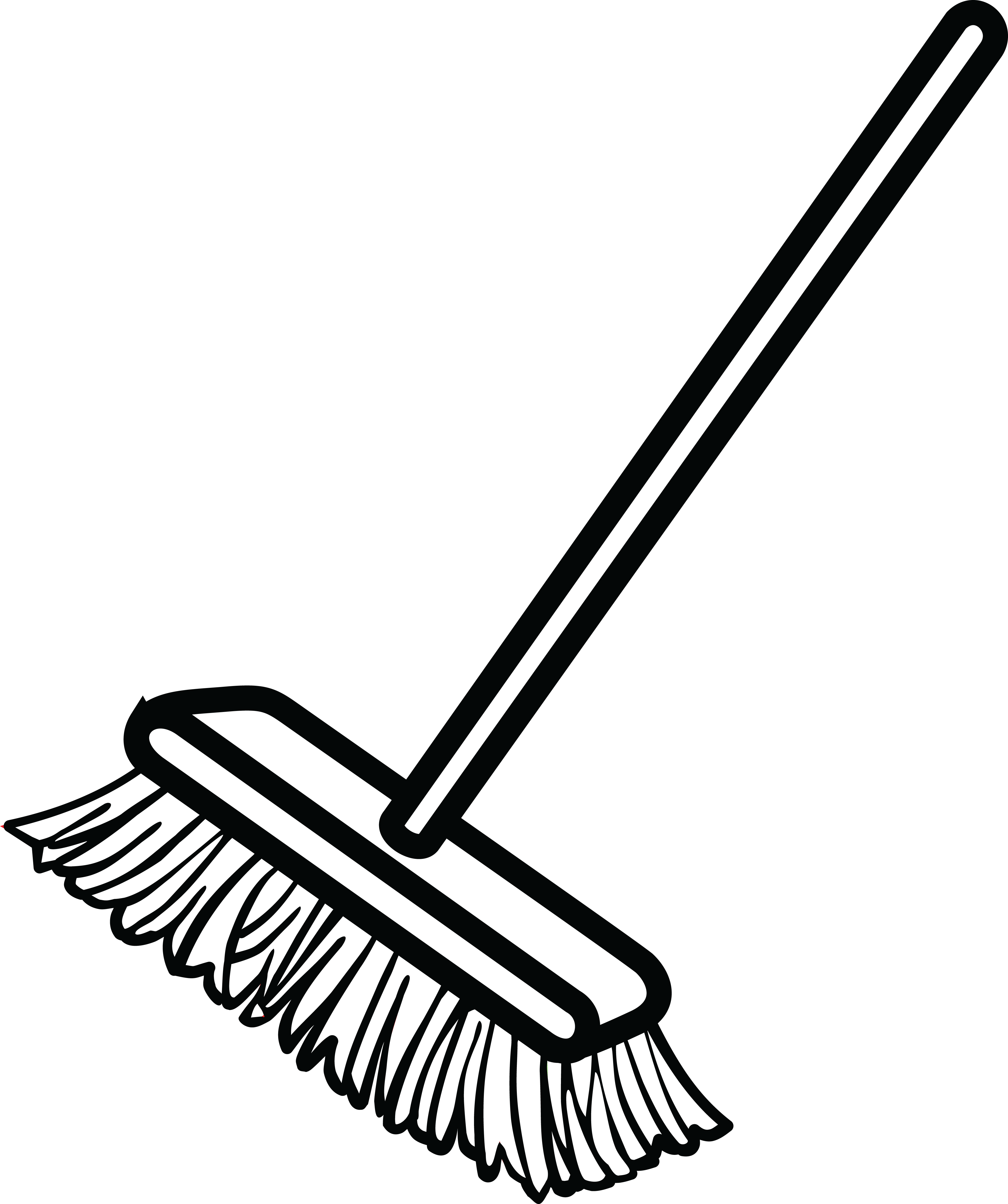 Free Clipart Of A Shop Broom - Broom Black And White (4000x4779)