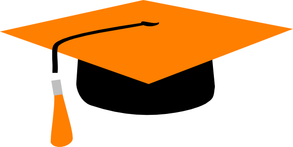 Orange Graduation Cap Clipart - Orange And Black Graduation Cap (600x302)