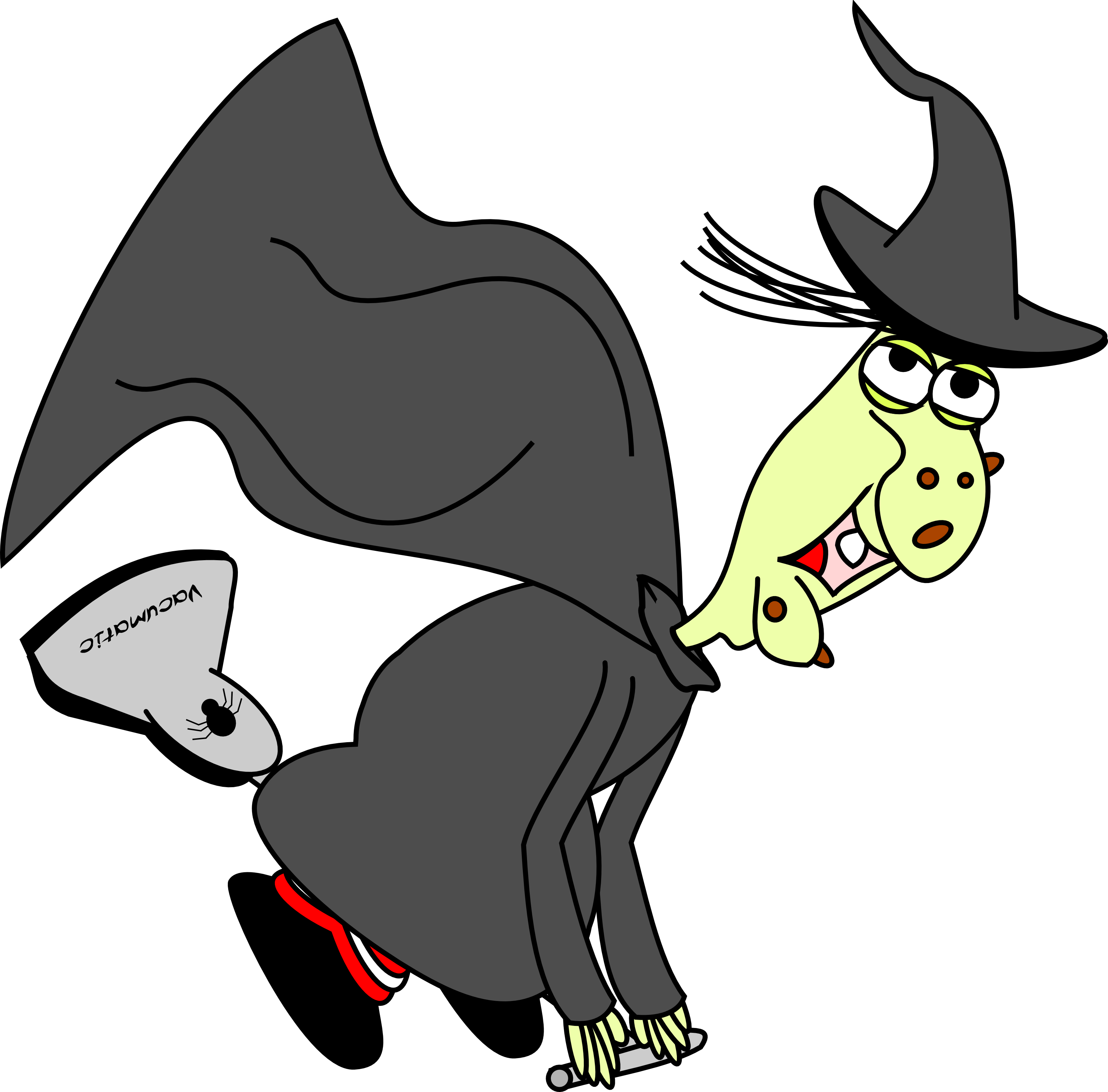 Warty Flying Witch - Witch On A Vacuum Cleaner (3200x3156)