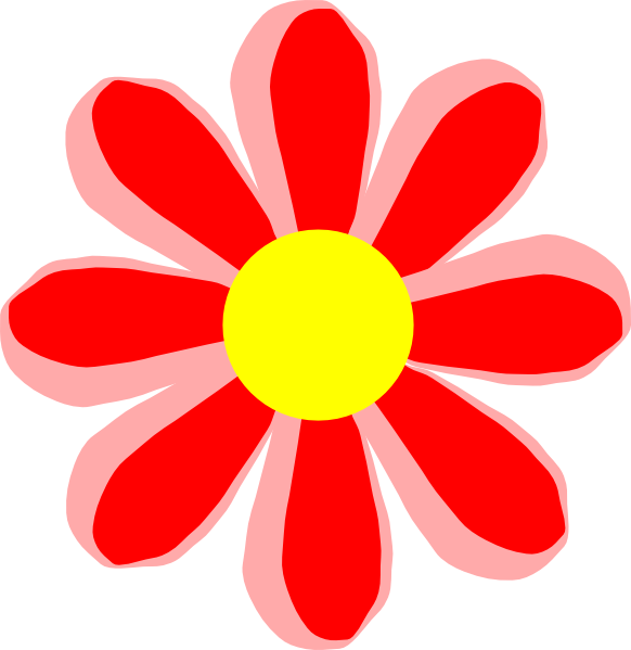 Red Flower Clipart Cute Cartoon Pencil And In Color - Flower Cartoon Png (582x599)