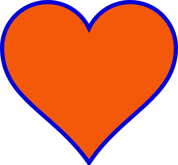 Heart Images Clip Art - Orange And Blue Heart (600x557)