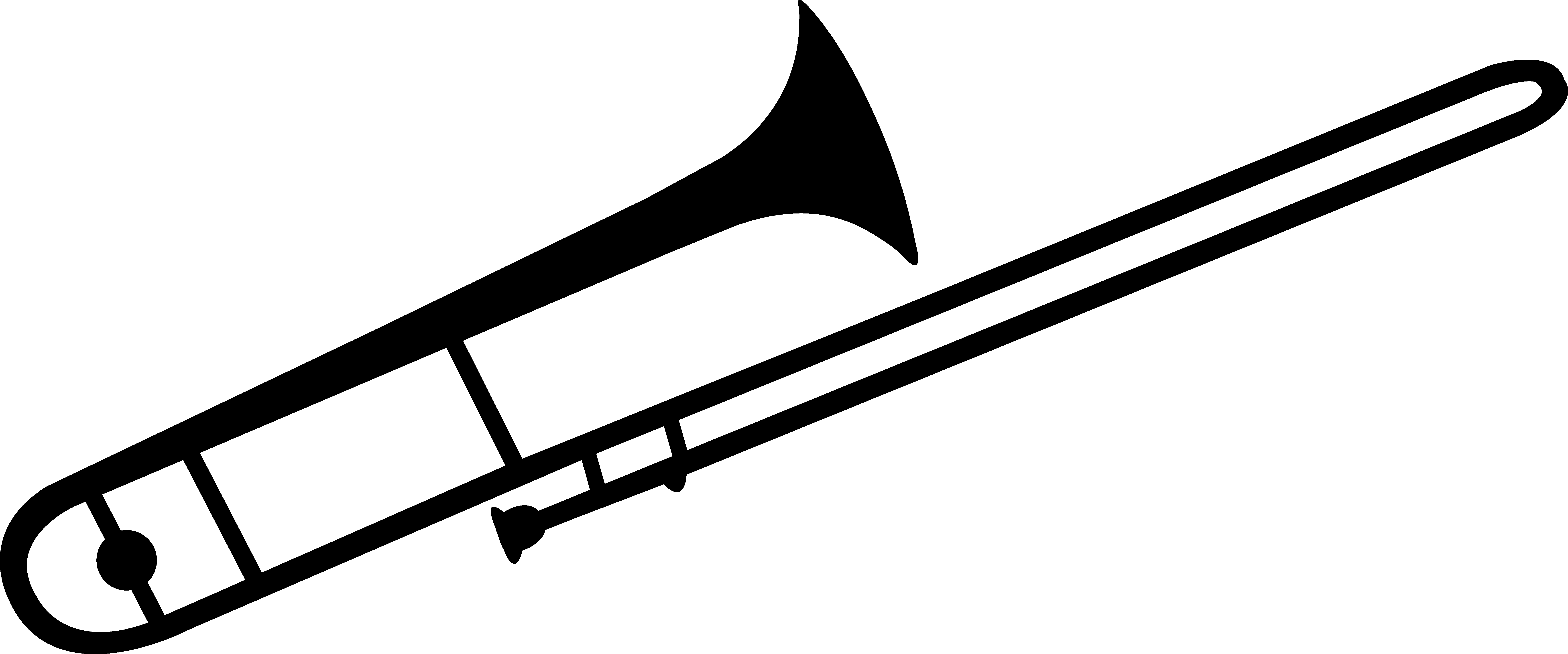 Black Trombone Silhouette Free Clip Art - Trombone Silhouette (7043x2938)