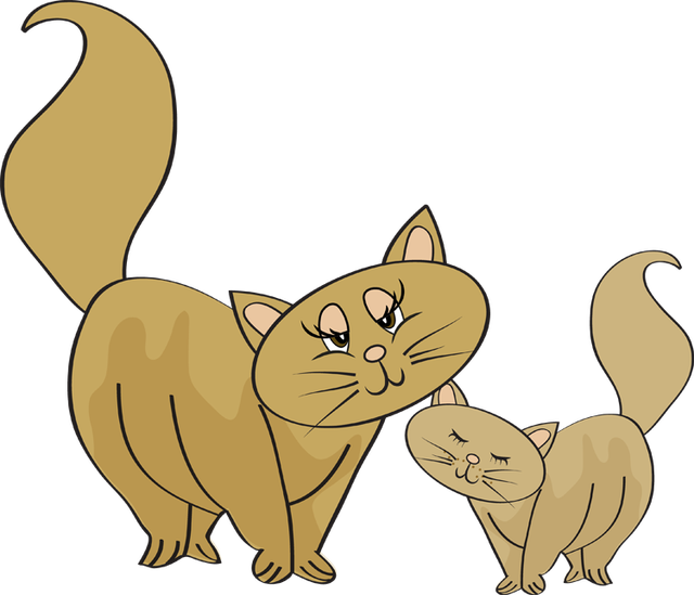 Mother And Baby Animal Clipart - Mother Cat Clip Art (640x549)