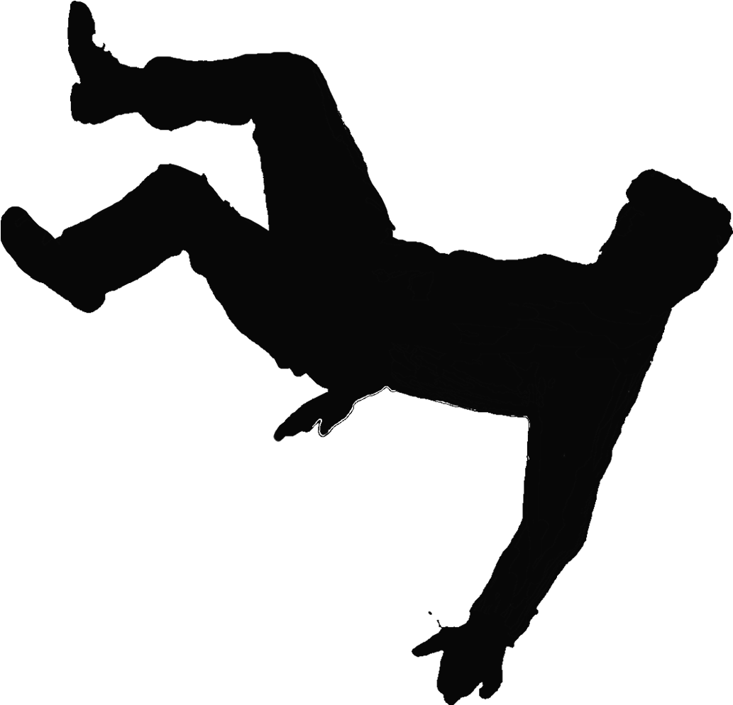 Clip Art Image Of Guy Slipping And Falling Clipart - Silhouette Of Falling Man (1156x1042)