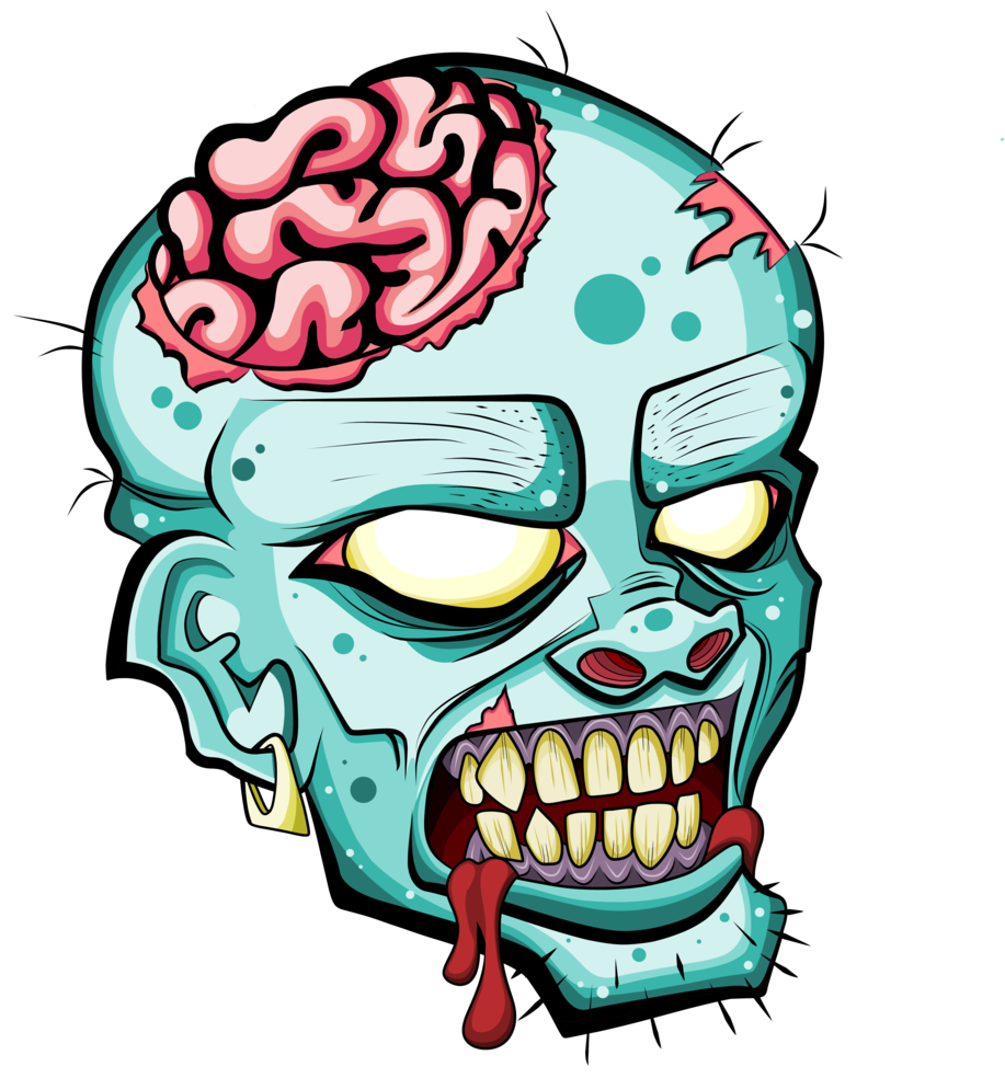 Zombie Head Free Clipart Please Credit By Deadly Voo - Zombie Head Drawing (1024x1024)