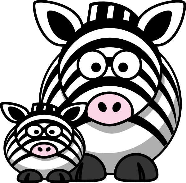 Baby Zebra And Mom Clipart (600x591)