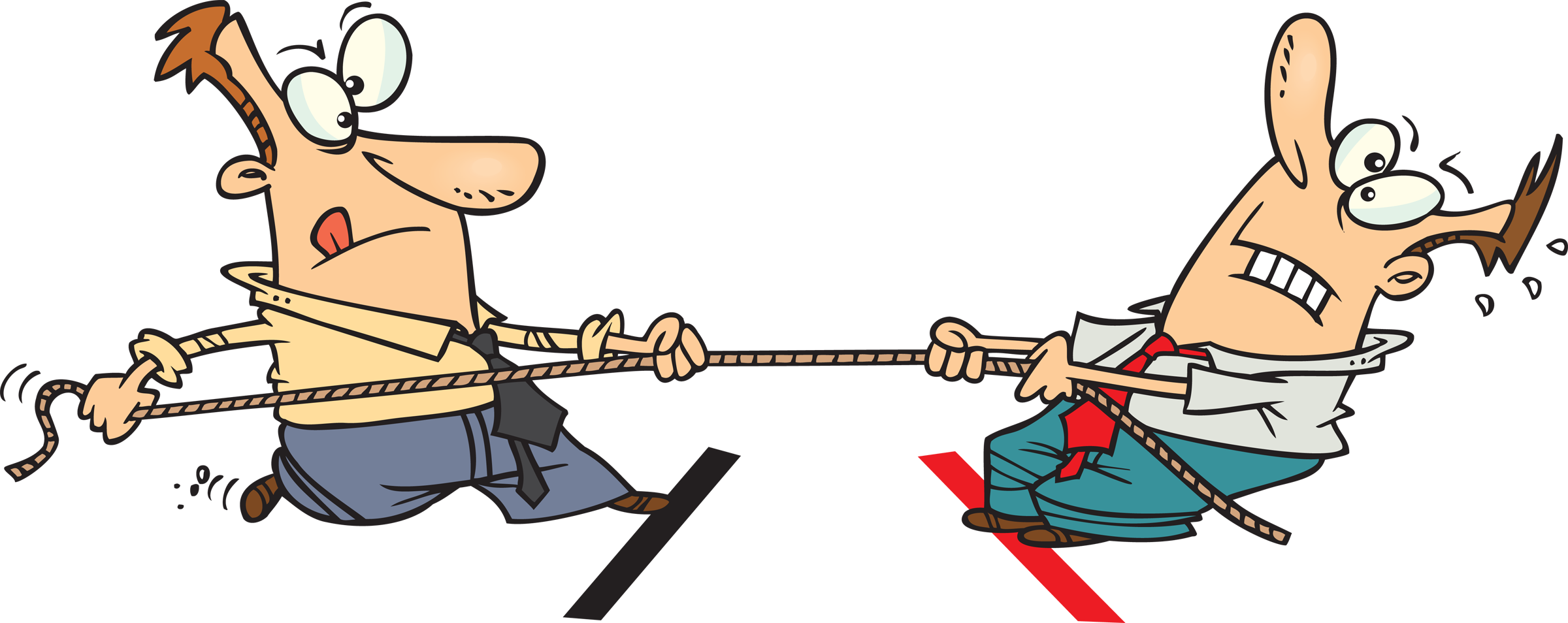 Desarrollo De Habilidades Para Manejo Del Tiempo - Tug Of War Cartoon (2400x954)