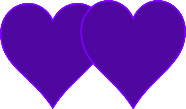 Double Lined Purple Hearts Clip Art At Clker - Purple Double Heart Clip Art (600x352)