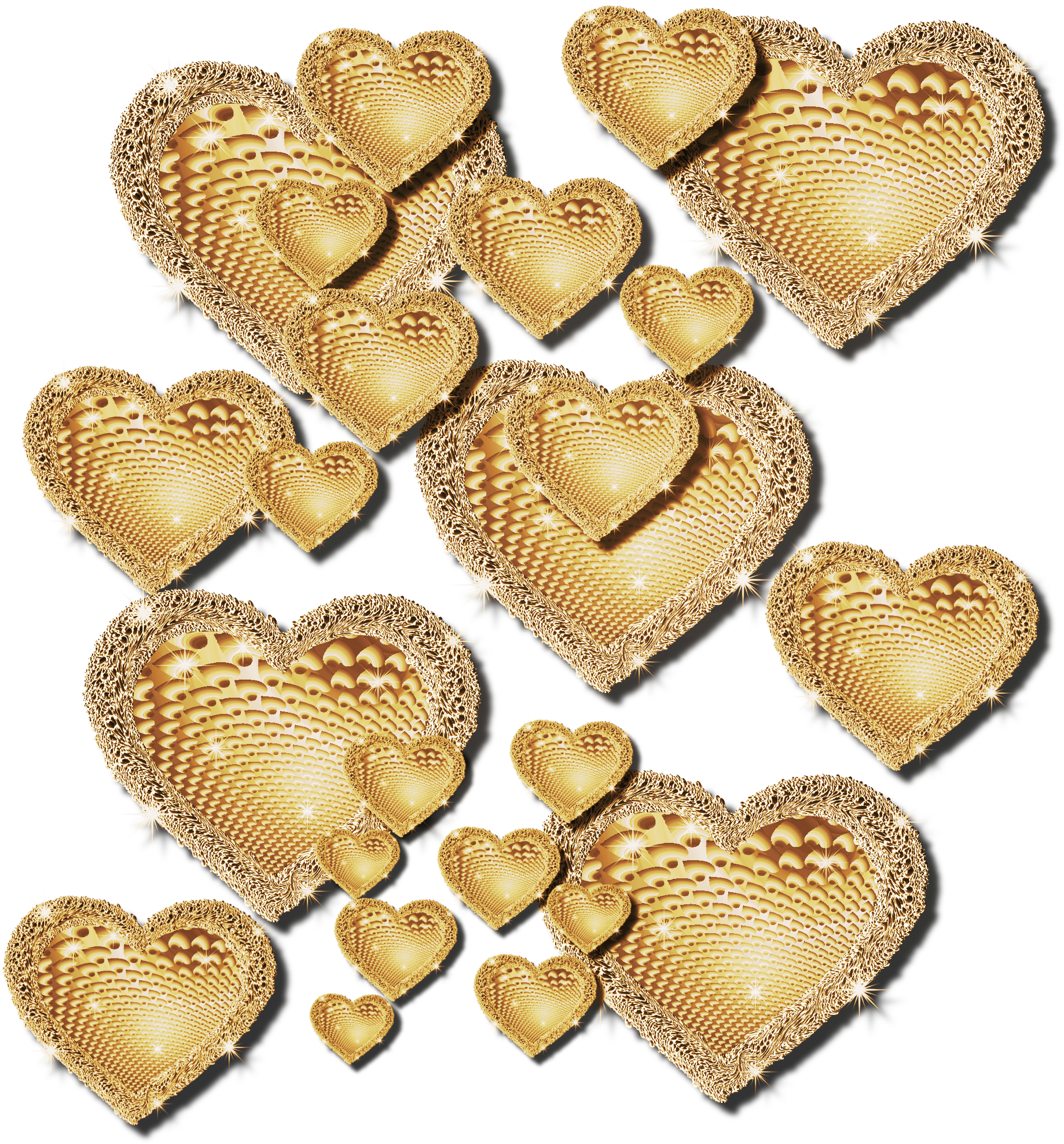 Png Clip Art Heart Effect - Gold Heart 3d Png (2000x2022)