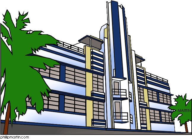 Famous Landmarks Of Florida Miami Art Deco - Art Deco Miami Clipart (648x486)