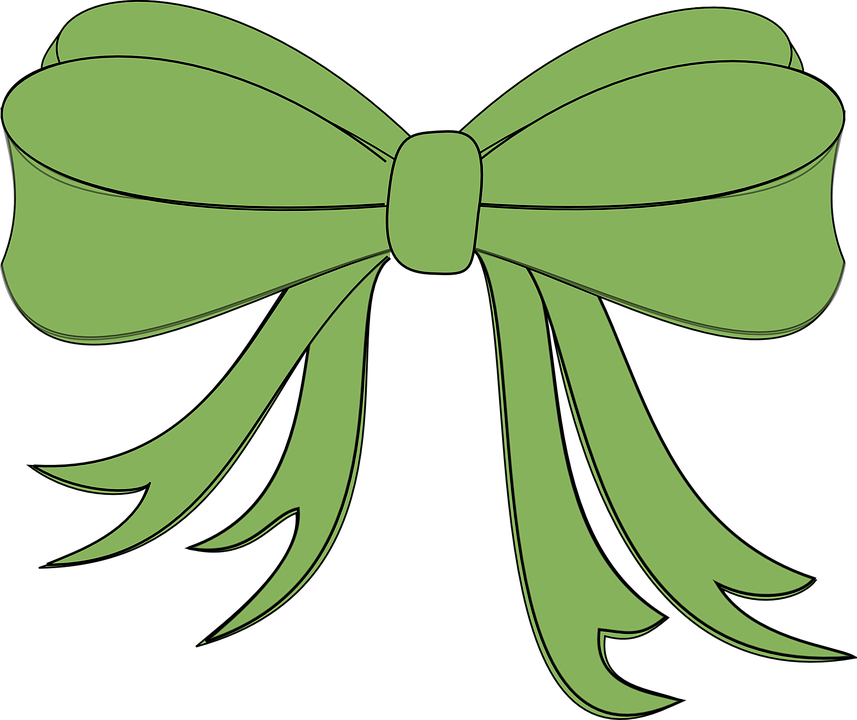 Ribbon Bow Gift Holiday Present Decoration Hair - Green Bow Clip Art (857x720)