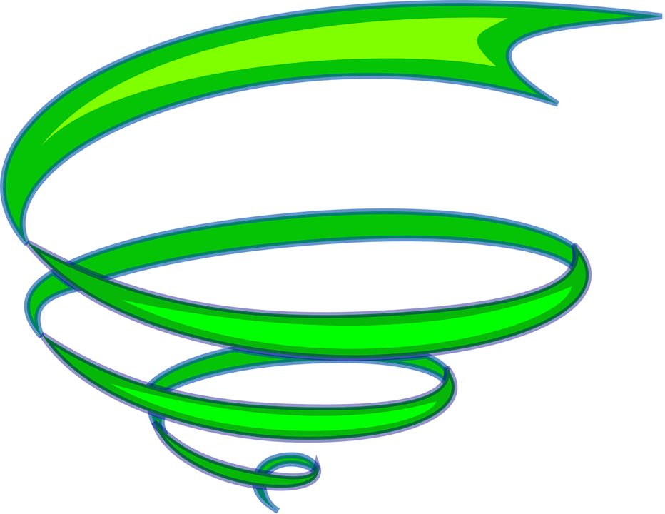 Spiral Ribbon Green Whirl Swirl Fall Drop - 3d Spiral Clipart (932x720)